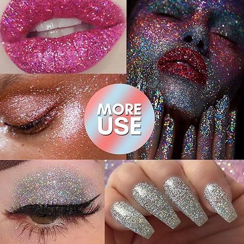 Miniatura 15 de Licool - Brillantina gruesa holográfica, juego de 12, purpurina artesanal para manualidades de resina, purpurina cosmética para uñas, cuerpo, cara