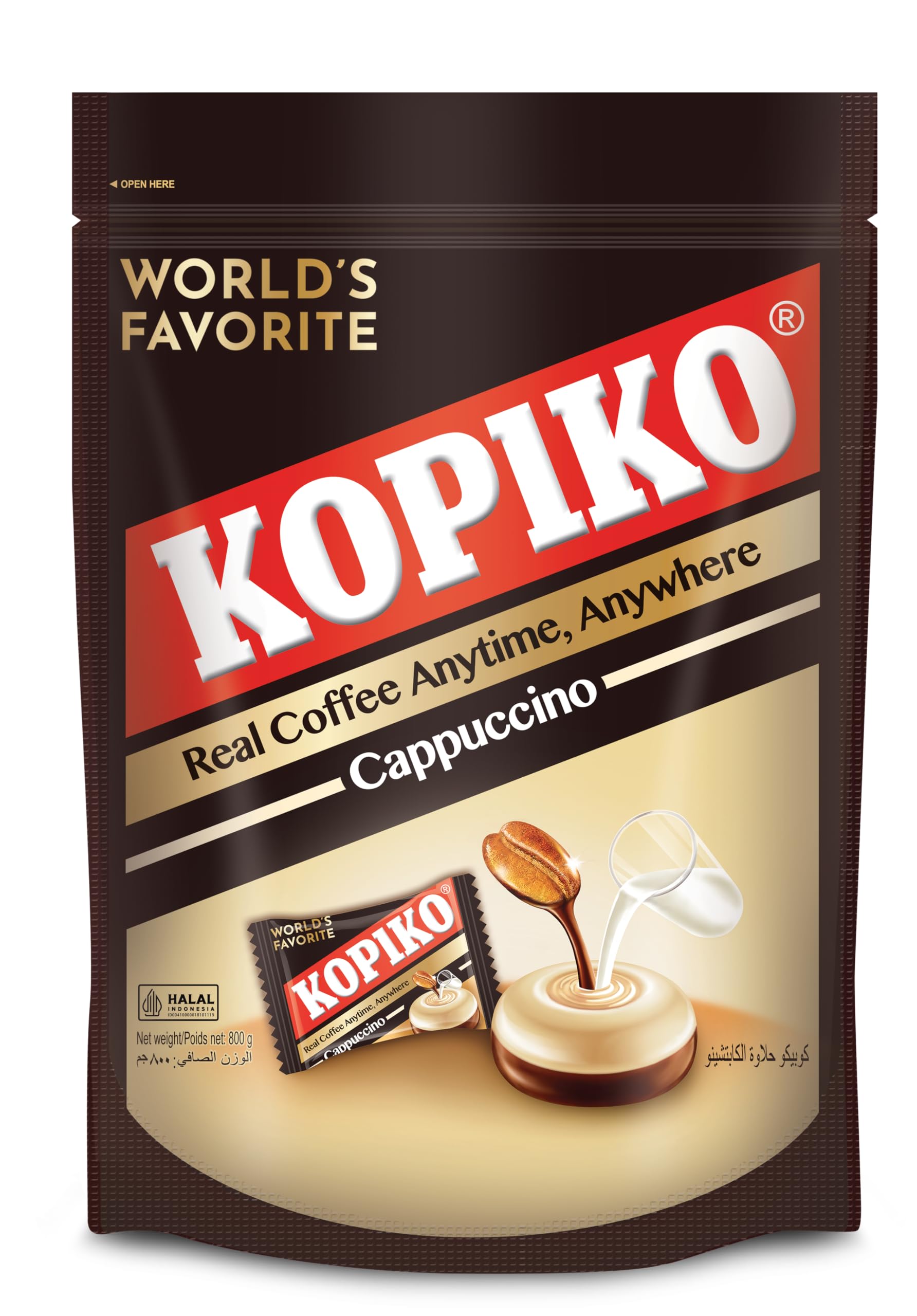 Cappuccino Candy Bag, 800g, Creamy Coffee Flavored Hard Candy, Made with Real Coffee & Milk, Individually Wrapped Candy
