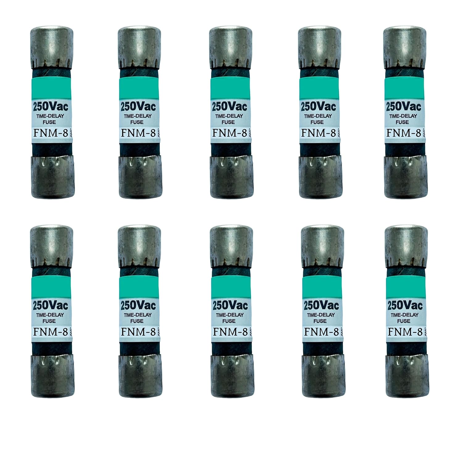 10-Pack New FNM-8 FNM-8A FNM 8A 250Vac Time Delay Fuse,FNM-8A Current Limiting Class CC Rejection Cartridge Fuses