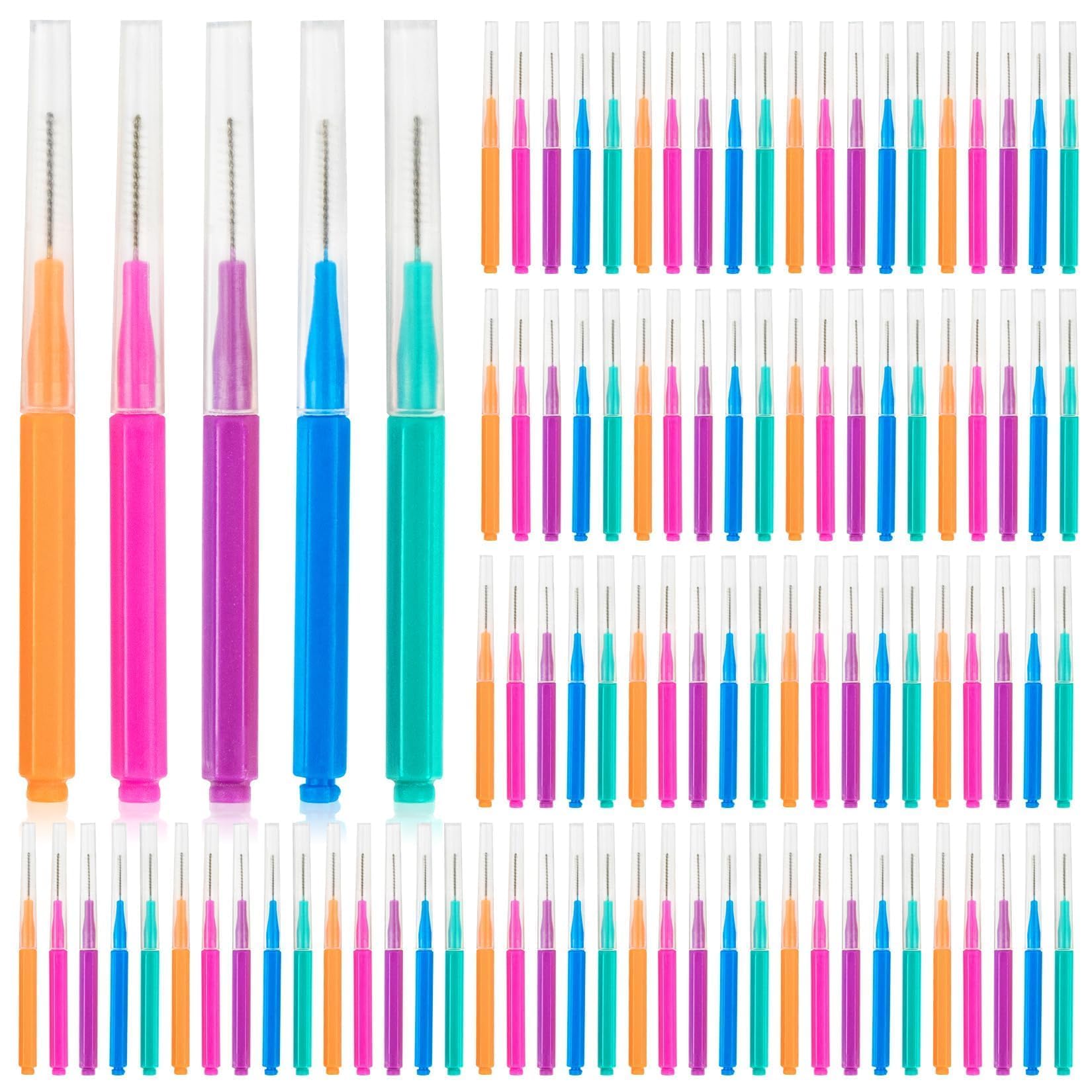 100 Pcs Interdental Brushes Between-Teeth Disposable Braces Brush for Teeth Interproximal Dental Brush Picks Toothpick Dental Flossing Oral