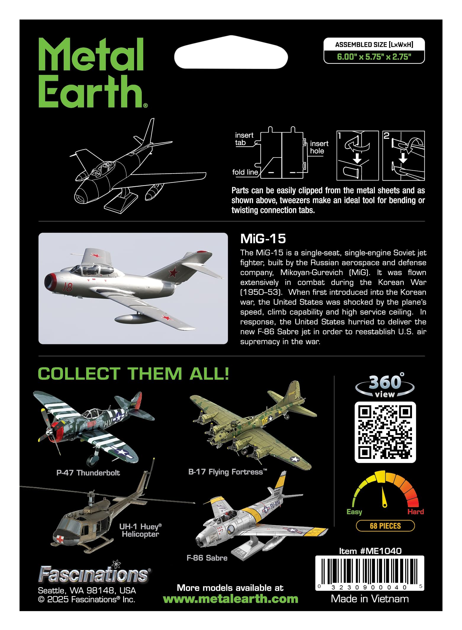Metal Earth MIG 15 3D Metal Model Kit Fascinations - Image 3