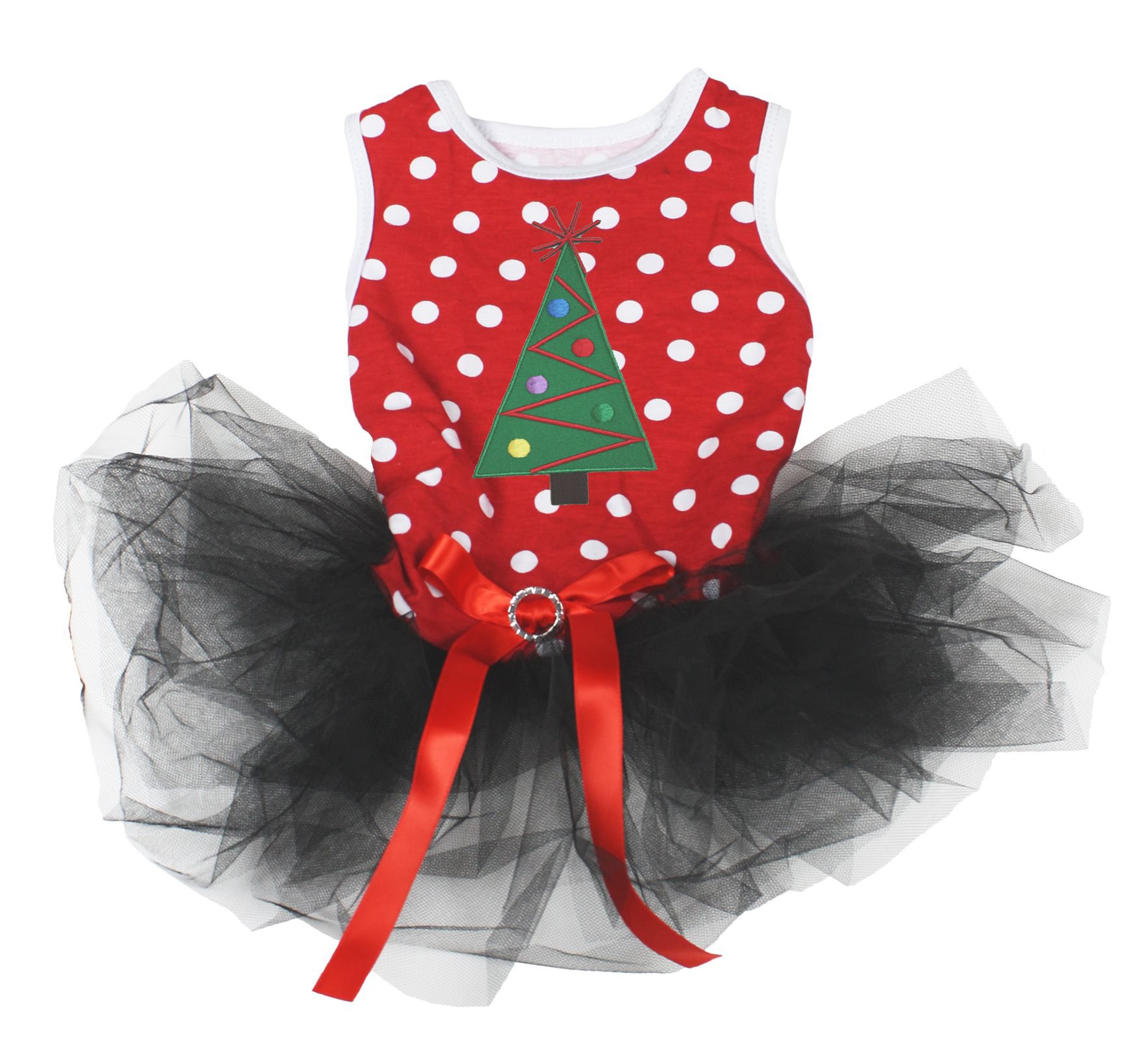 Robe arbre de Noël pour chien en strass de haute qualité avec nœud