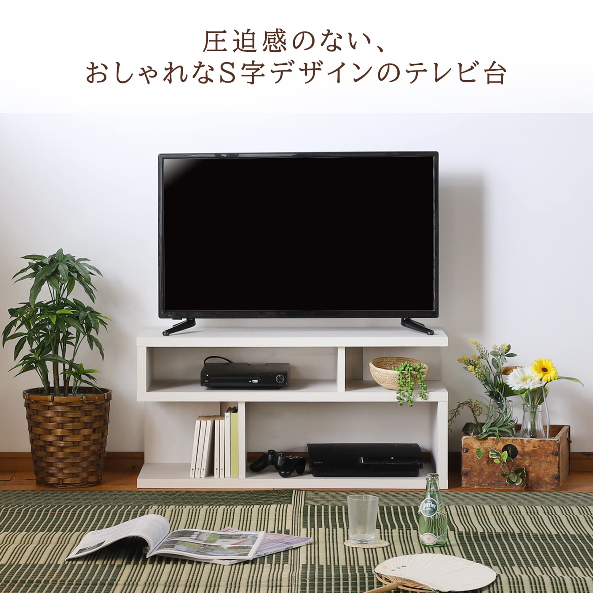 Shirai Sangyo KI2-4080WH TV Stand, Game Console Storage, TV, White, Width 31.1 inches (79.2 cm), Height 15.2 inches (38.4 cm), Depth 11.6 inches (29.5 cm), Kia Esse 2