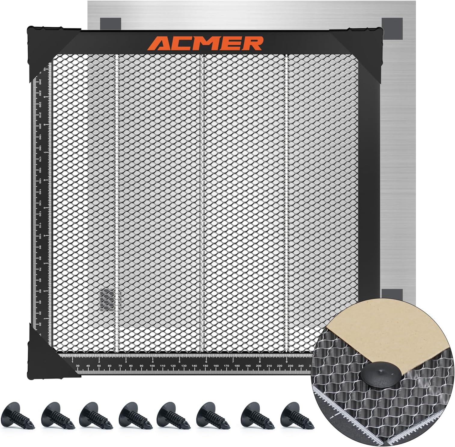 ACMER Honeycomb Laser Bed, Honeycomb Working Table with Aluminum Panel, Cutting Table for Laser Engraver Cutting Machine, Fast Heat Dissipation and Desktop Protection 400x400