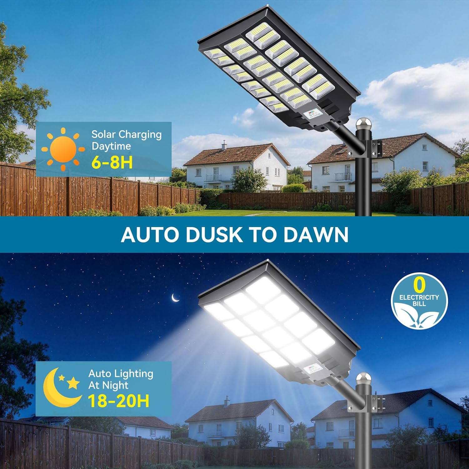 8000W Solar Street Lights Outdoor Waterproof, Dusk to Dawn Solar Lights Outdoor, LED Flood Security Light with Motion Sensor and Remote Control for Yard, Parking Lot, Garage, Street, 3 Pack