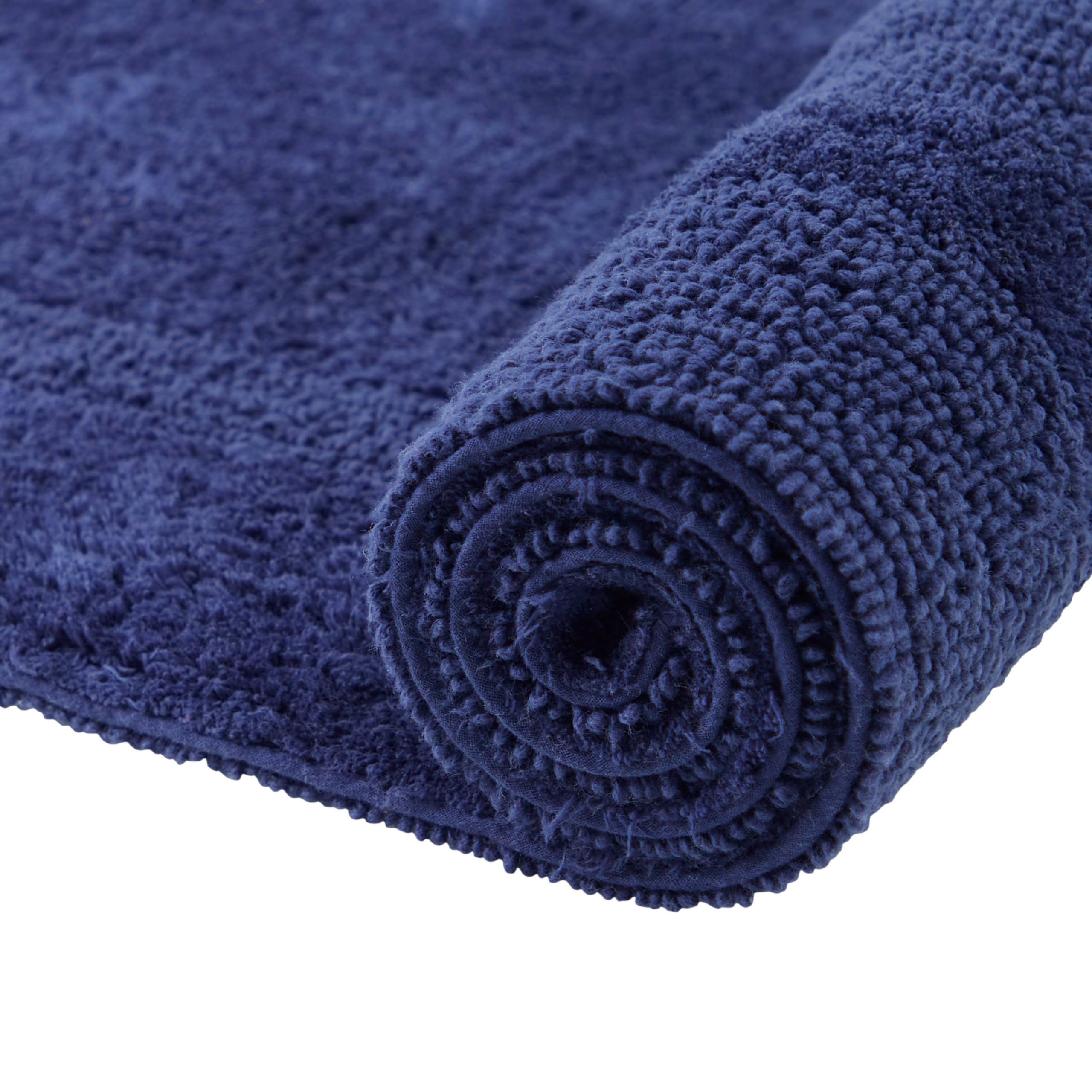 Better Trends Tappeto da bagno di lusso, 61 x 101,6 cm, 100% cotone, extra morbido, super assorbente e reversibile, lavabile in lavatrice, per bagno, doccia, vasca, lavanderia, blu navy