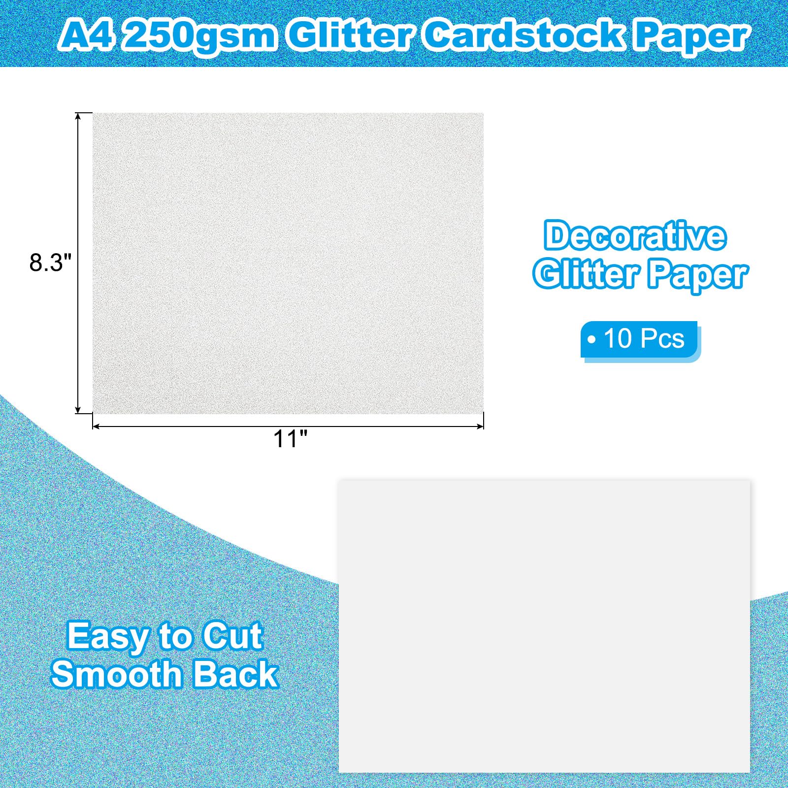 PATIKIL 10 Sheets Silver Glitter Cardstock 8.5 x 11 in - Image 2