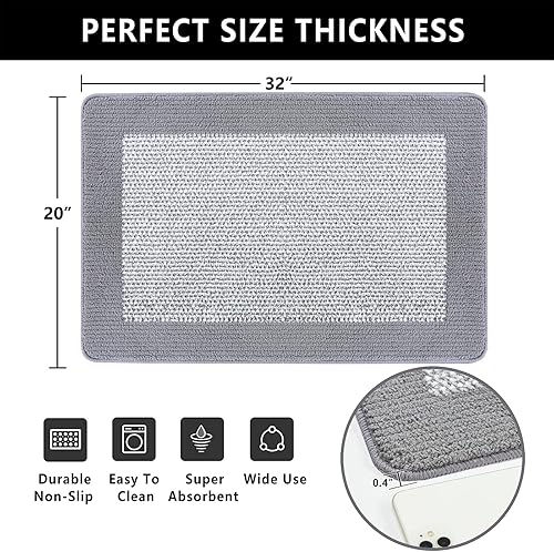 Miniatura 3 de REFETONE Tapete para interiores, tapete para puerta delantera y trasera, 20 x 32 pulgadas, parte trasera de goma absorbente, antideslizante, lavable