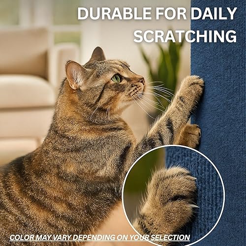 Miniatura 6 de Tapete para arañazos para gatos (paquete de 3), 23.6 x 11.8 pulgadas, reemplazo autoadhesivo versátil fácil de usar para árboles de gatos, muebles