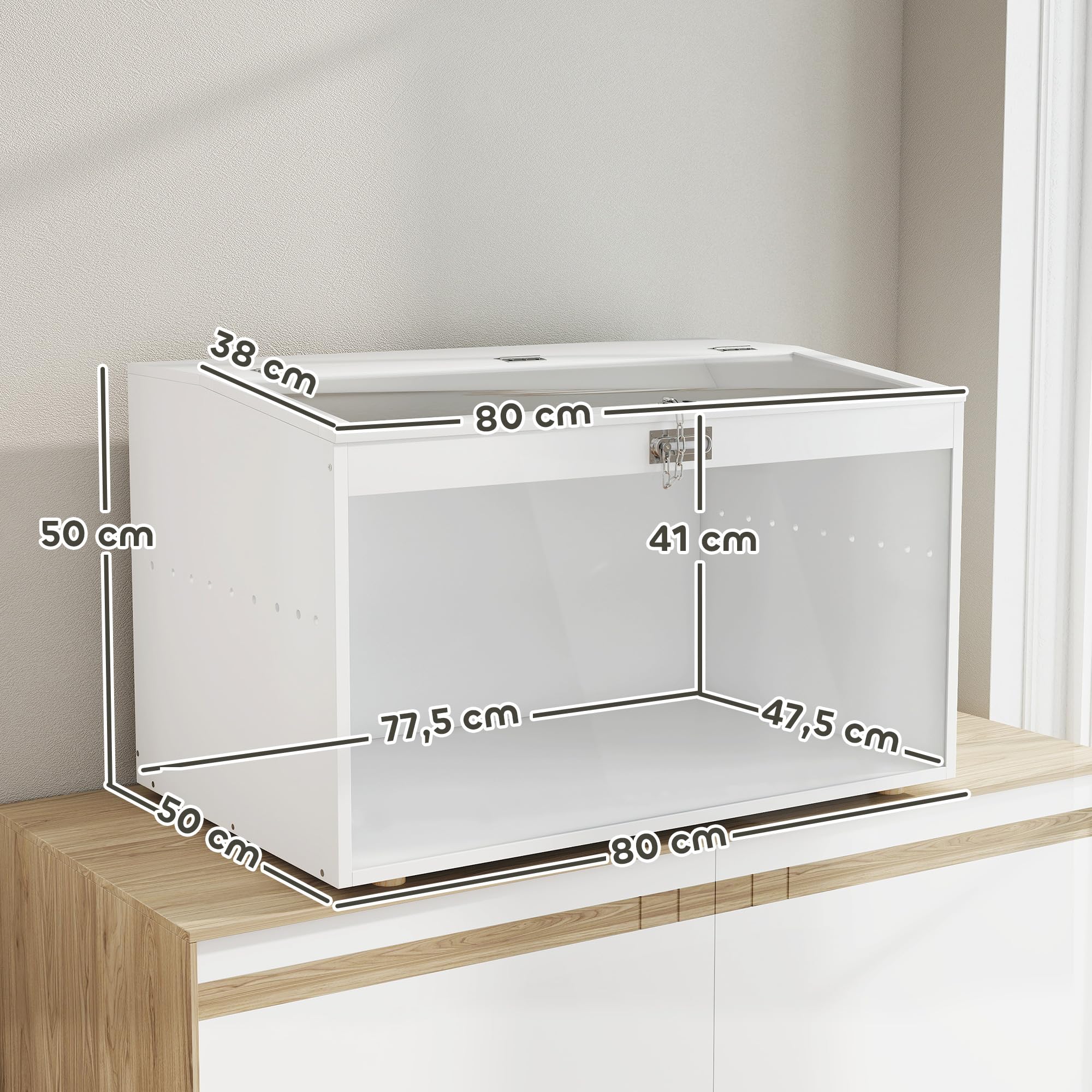 PawHut Jaula para Hámster Tapa Abatible para Jerbos 80x50x50 cm Blanco | Casa para Animales Pequeños, Ventana de Acrílico Transparente, para Hámsteres Enanos