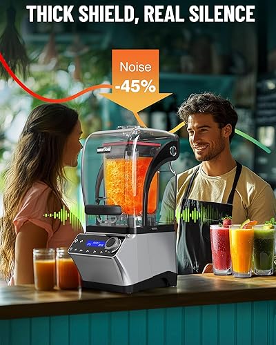 Miniatura 3 de WantJoin Licuadora comercial  Licuadora comercial silenciosa de 68 onzas para batidos con carcasa de sonido, motor de cobre mejorado de 2200 W,