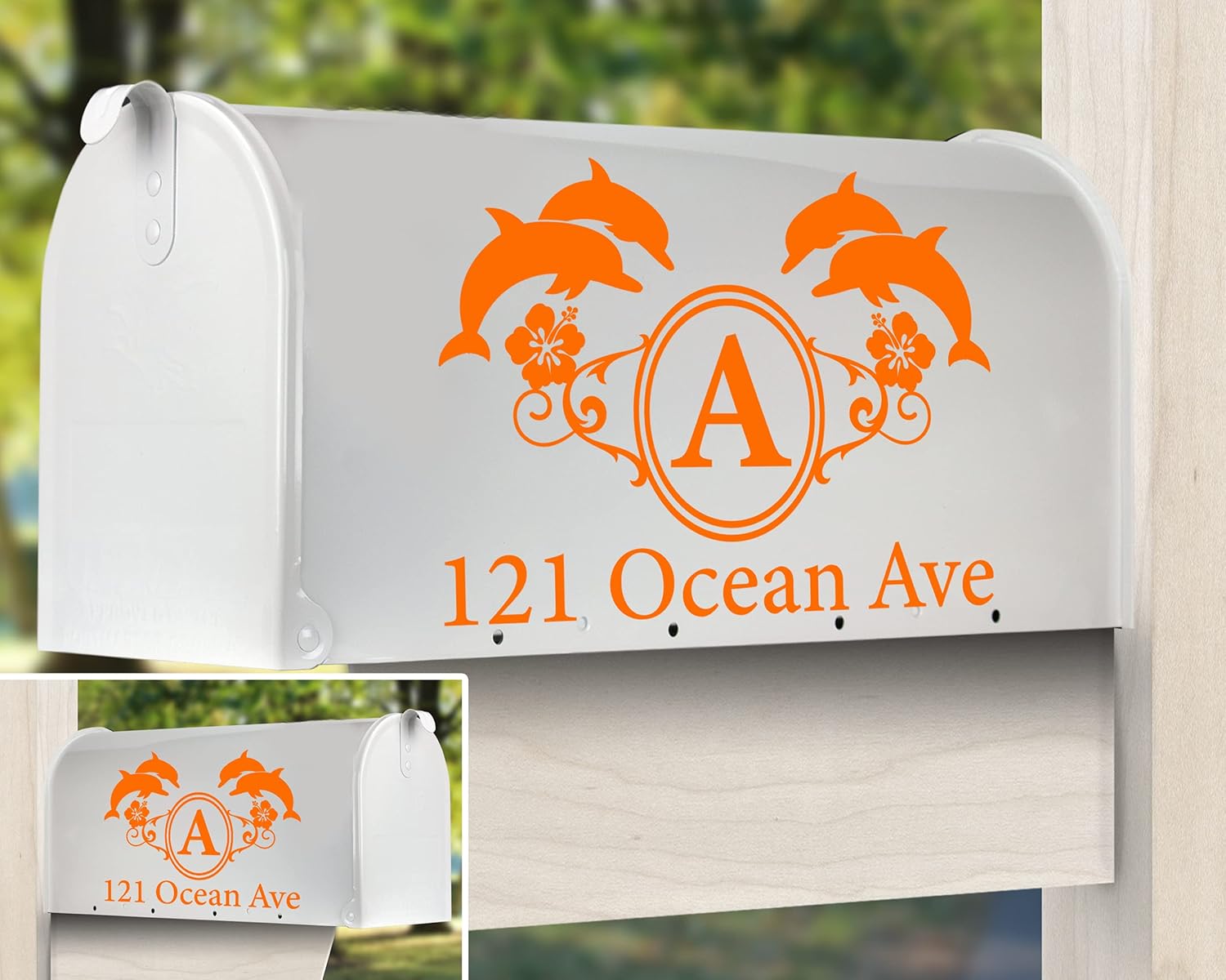Set of 2 Name Decal for Mailbox, Personalized Mailbox Decal, Many colors for select, Waterproof Mailbox Decal, Family Name Decal for Door, Mailbox Numbers Sticker, Vinyl Decal, Customize Mailbox Decal, Farmhouse Mailbox Letter decals #17 by Cus2mize (Orange)