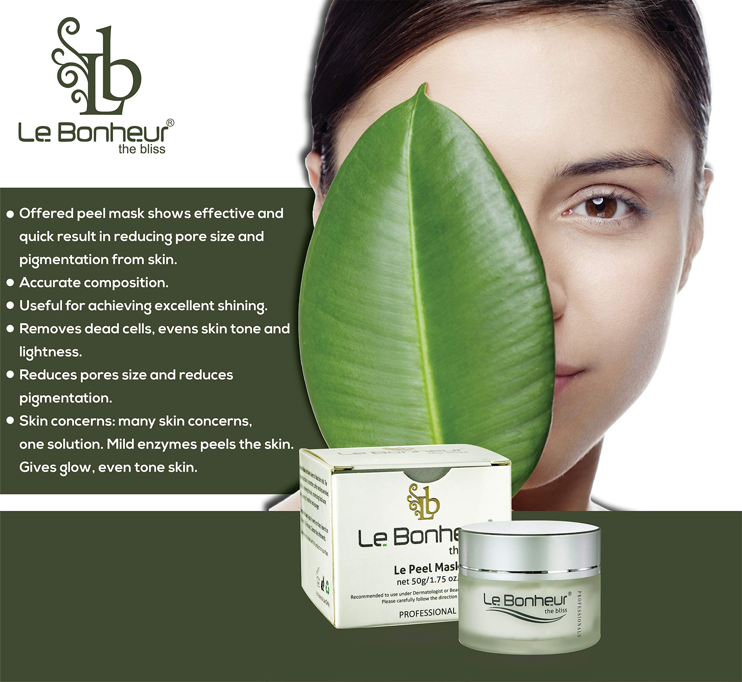 Le Bonheur Le Peel Mask | Mild Peeling for Sensitive Skin | One Solution For Many Skin Concern | Gives Even Tones | For All Type Of Skin | Men & Women | 50gm 1