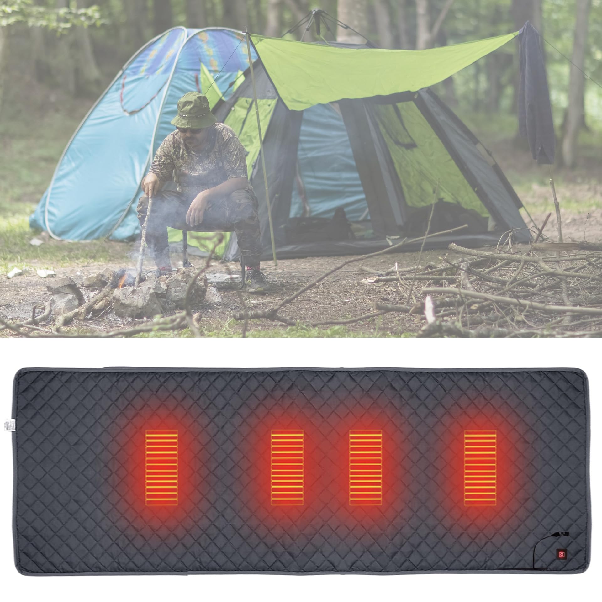 Almohadilla Calentada Instantánea para Tienda De Campaña para Saco De Dormir, Forro para Saco De Dormir con Calefacción, Manta con Calefacción USB, Calentador para Acampar Al Aire Libre