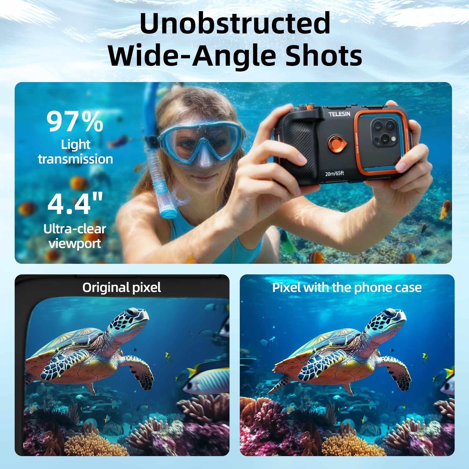 Funda Impermeable para teléfono bajo el Agua, para Buceo y esnórquel, Resistente al Agua, Funda Sumergible hasta 20 m, para iPhone 17 16 15 14 13 12 11 Pro MAX/XS/X Samsung Galaxy y más