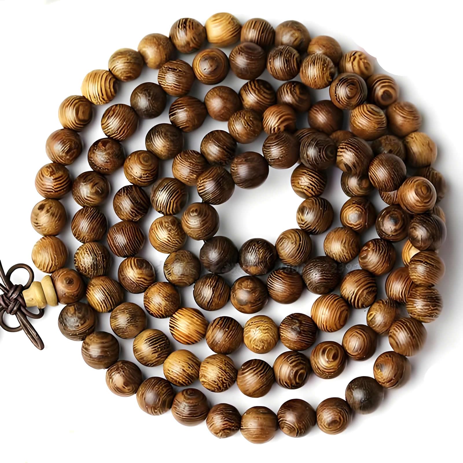 Unisex Naturalny Naszyjnik Mala z Drewna Wenge, Bransoletka z Koralików Modlitewnych, Medytacja Buddyjska Japa, Różaniec Mala, Koraliki do Jogi