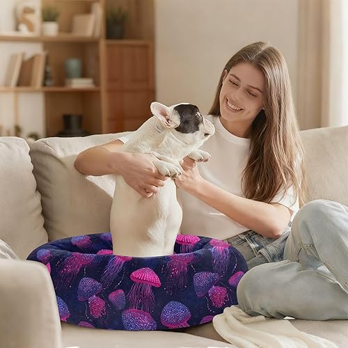Miniatura 6 de Dreamy Polka Dot Jellyfish Pink Purple Anxiety Relief Pet Dog Beds fluffier Puppy Beds for Small Size Pets Sleeping Camas para mascotas Grandes