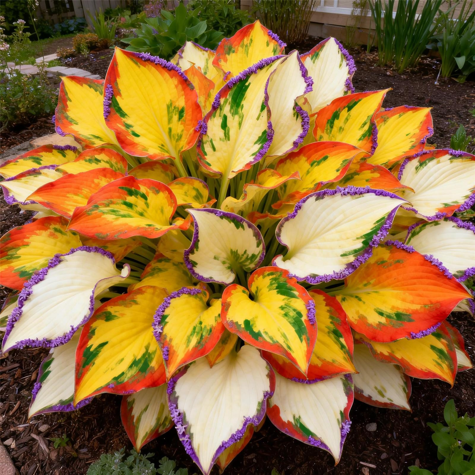 Perennial&Rainbow Colorful Hosta Rhizome/Brilliant Hosta Bulbs for Planting Now UK/Grow Well/Excellent Display/Potted/Low Maintenance-15bulbs-F