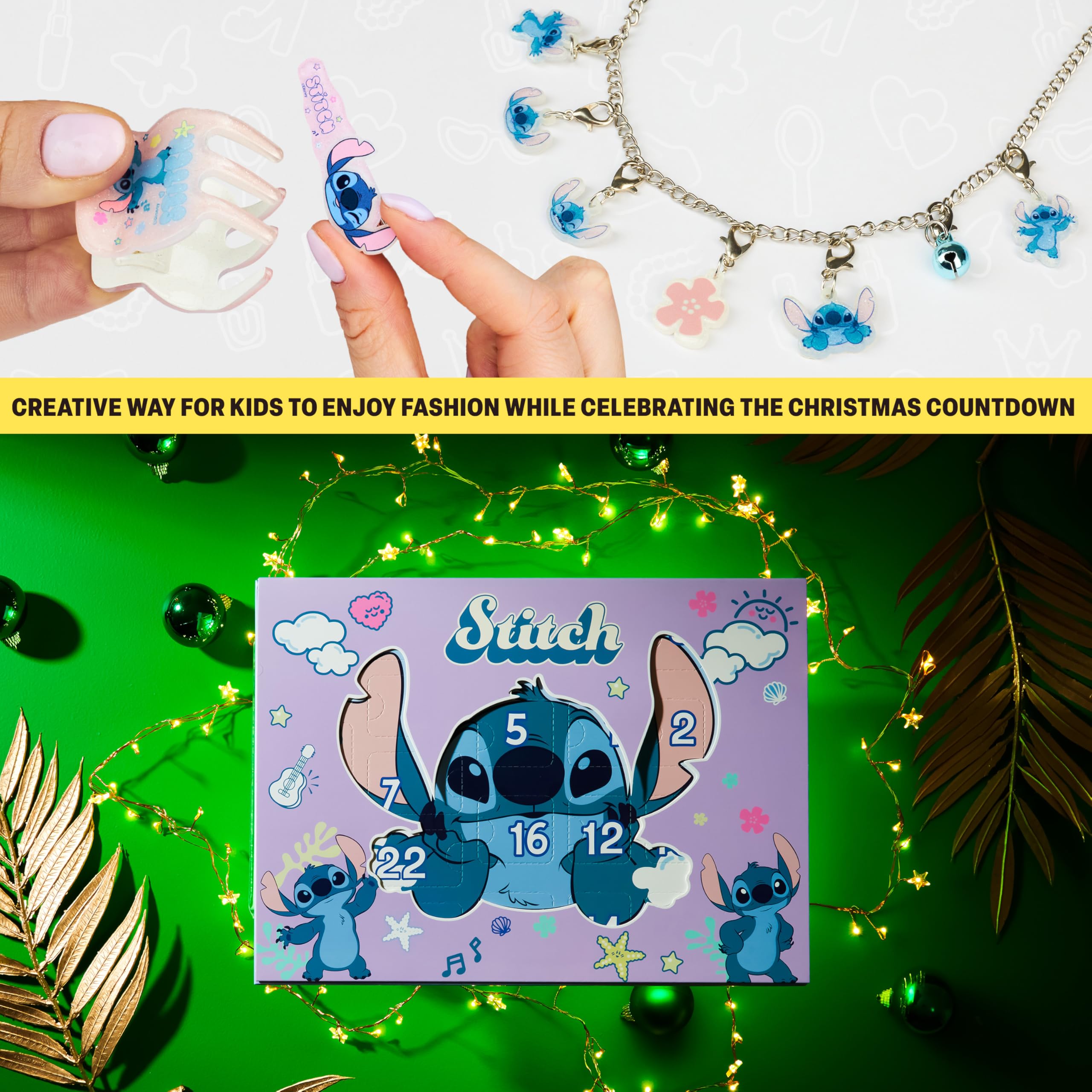 Get Trend Disney Stitch Calendario Avvento 2025 Ragazza, Accessori Capelli e Gioielli, Mollette Capelli Scrunchies, Xmas Regalo Ragazza (Lilla Stitch)