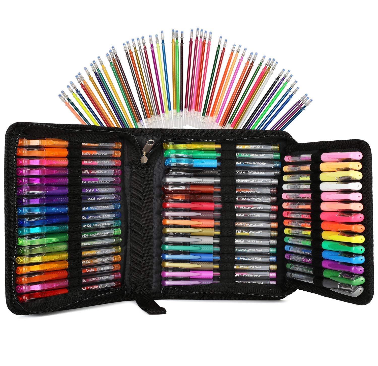 96 Color Artist Gel Pen Set Includes 24 Glitter Gel Pens 12 Metallic 12 Neon Plus 48 Matching Color Refills More Ink Largest Non Toxic Art Neon Pen For Adults Coloring Books Craft