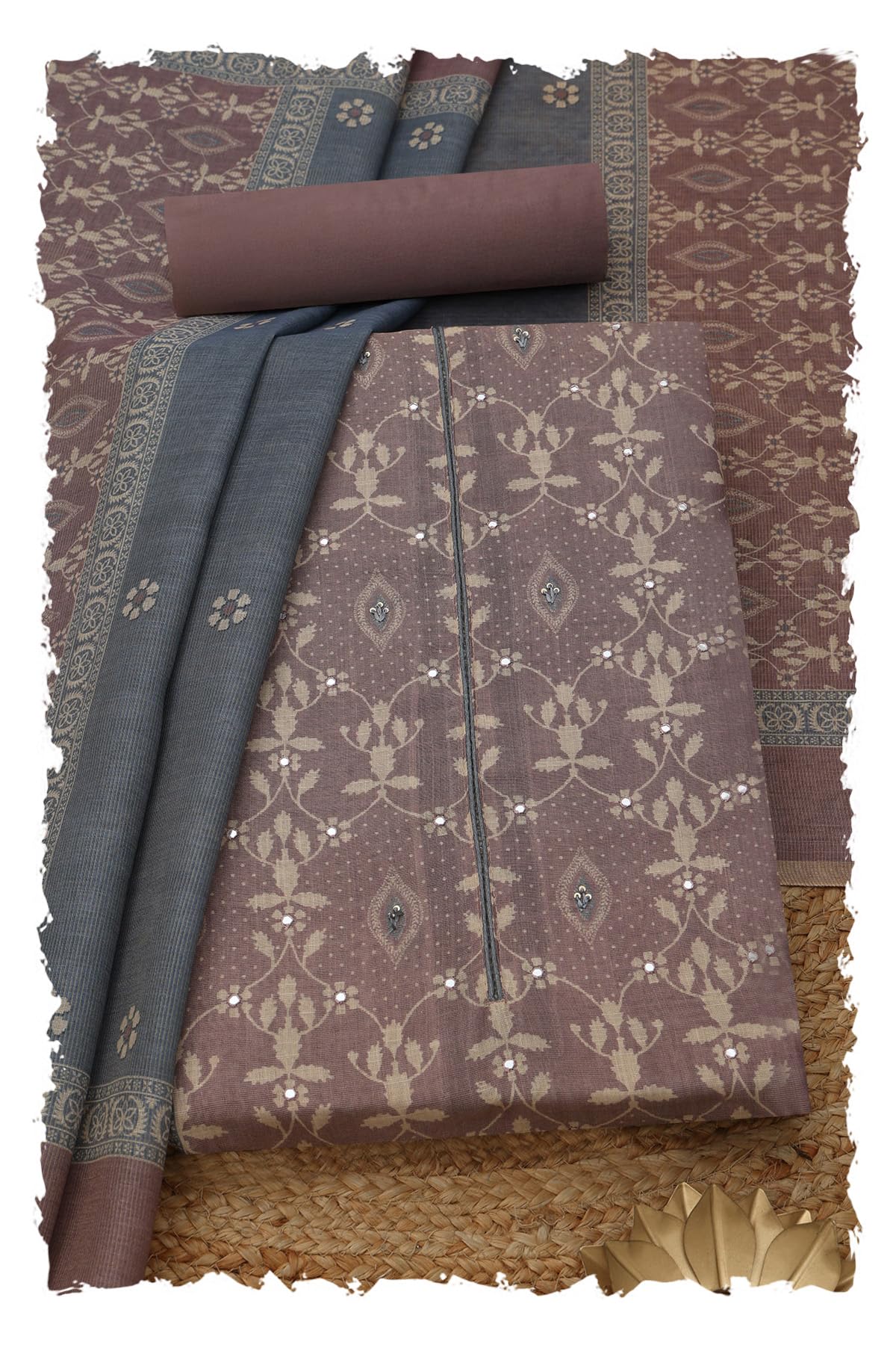 soch Womens Linen Shimmer Ethnic Motifs Unstitched Dress Material With Faux Mirror-picture-22