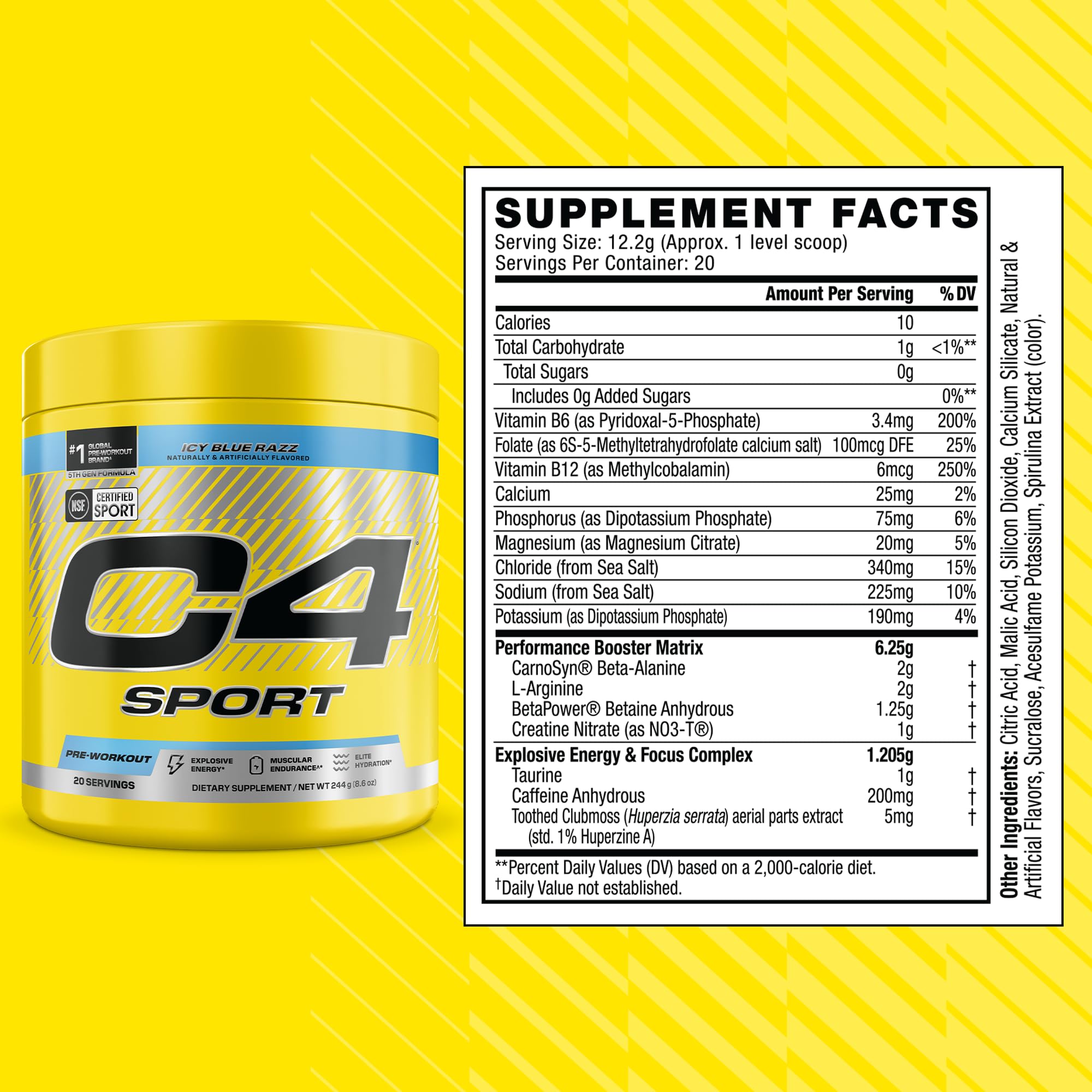C4 Sport Pre Workout with 200mg Caffeine, Icy Blue Razz, 20 Servings — Amazon image 2