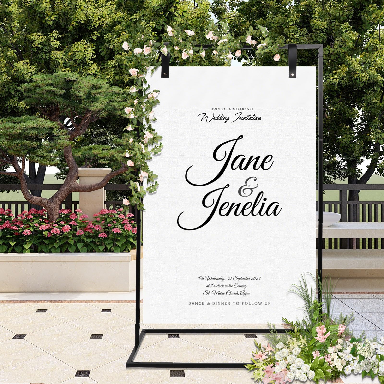 GAESHOW Willkommensschild für Hochzeiten, 73 x 53 x 123 cm, stehende Hochzeitsstaffelei für Willkommensschild, Metall-Staffelei für Sitztische, Hochzeit und Dekoration