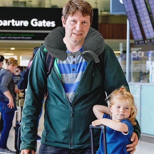 Miniatura 6 de Almohada de cuello rellenable para viajes, almohada de tubo con ropa para aviones, bolsa de viaje portátil