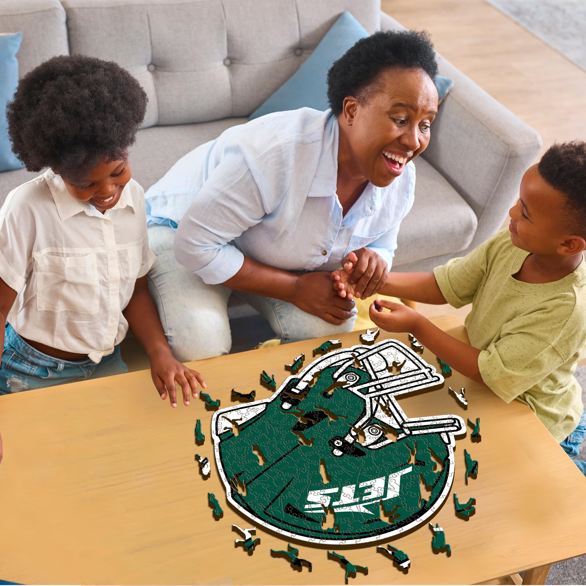 Iconic Puzzles -Oficjalnie licencjonowane 100% zrównoważone drewniane puzzle, kolor New York Jets, L, 500 sztuk