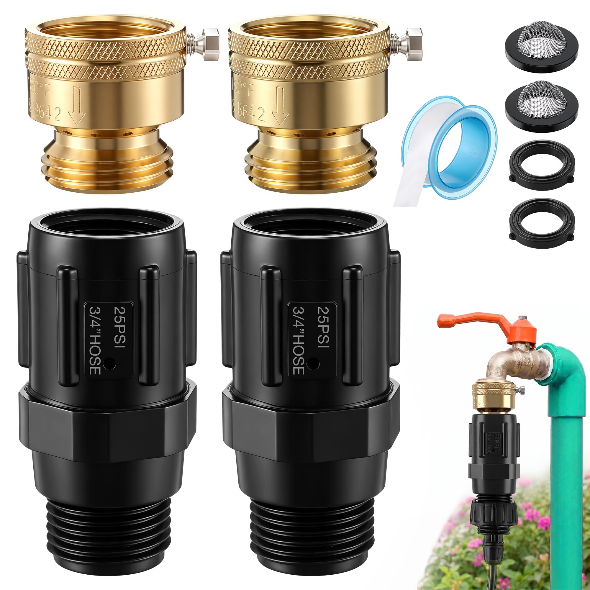 Photo 1 of Gulfmew Drip Irrigation Faucet Adapter Kit with Pressure Regulator
