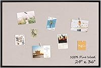 FunMemories 24x36 Inch Black Pine Wood Framed Cork Bulletin Board - Wall Mounted Pin Board for Office, Home, School Organization