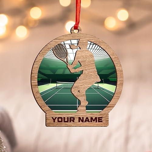 Adorno plano acrílico personalizado para niña, jugador de tenis, regalo para amantes del tenis, jugador de tenis, adorno de Navidad para árbol de