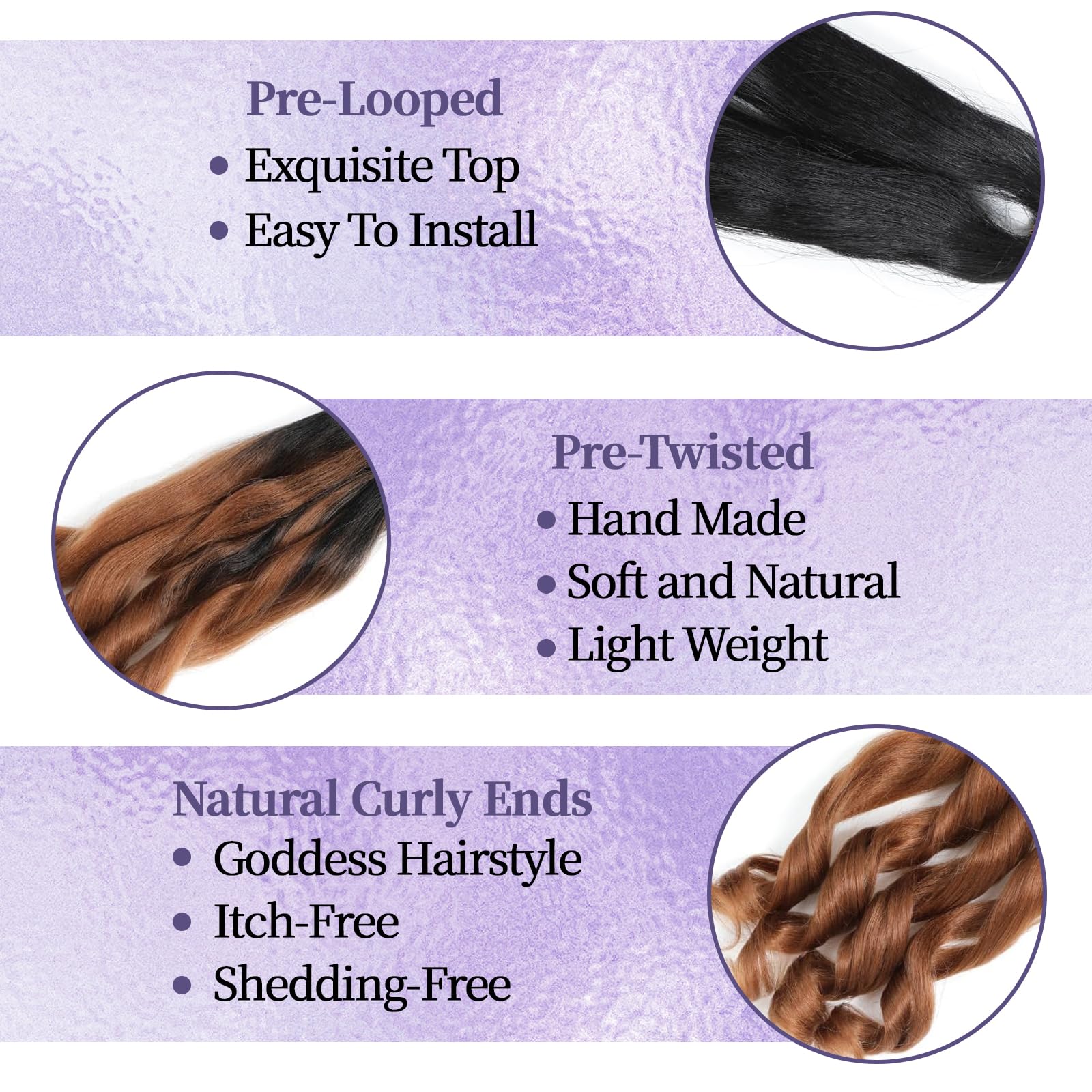 Locescsoc 24 Inch French Curls Braiding Hair 8 Packs Spanish Curly Braids Pre Stretched Loose Wave Soft French Curl Synthetic Braiding Hair Extensions for Women (B29 - Image 3