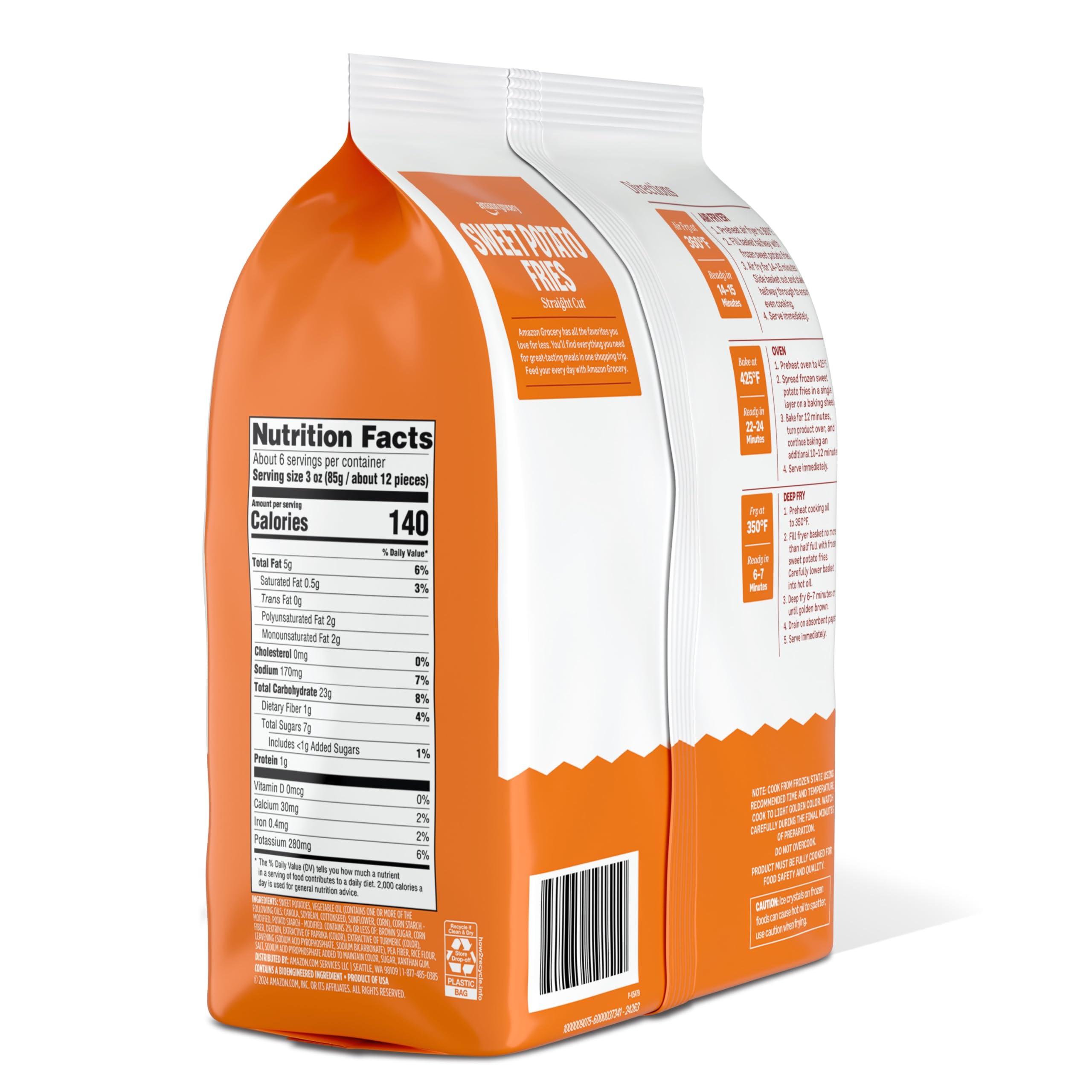 Amazon Grocery Sweet Potato Straight Cut Fries 19 Oz Frozen Previously Happy Belly Packaging May Vary — view 5