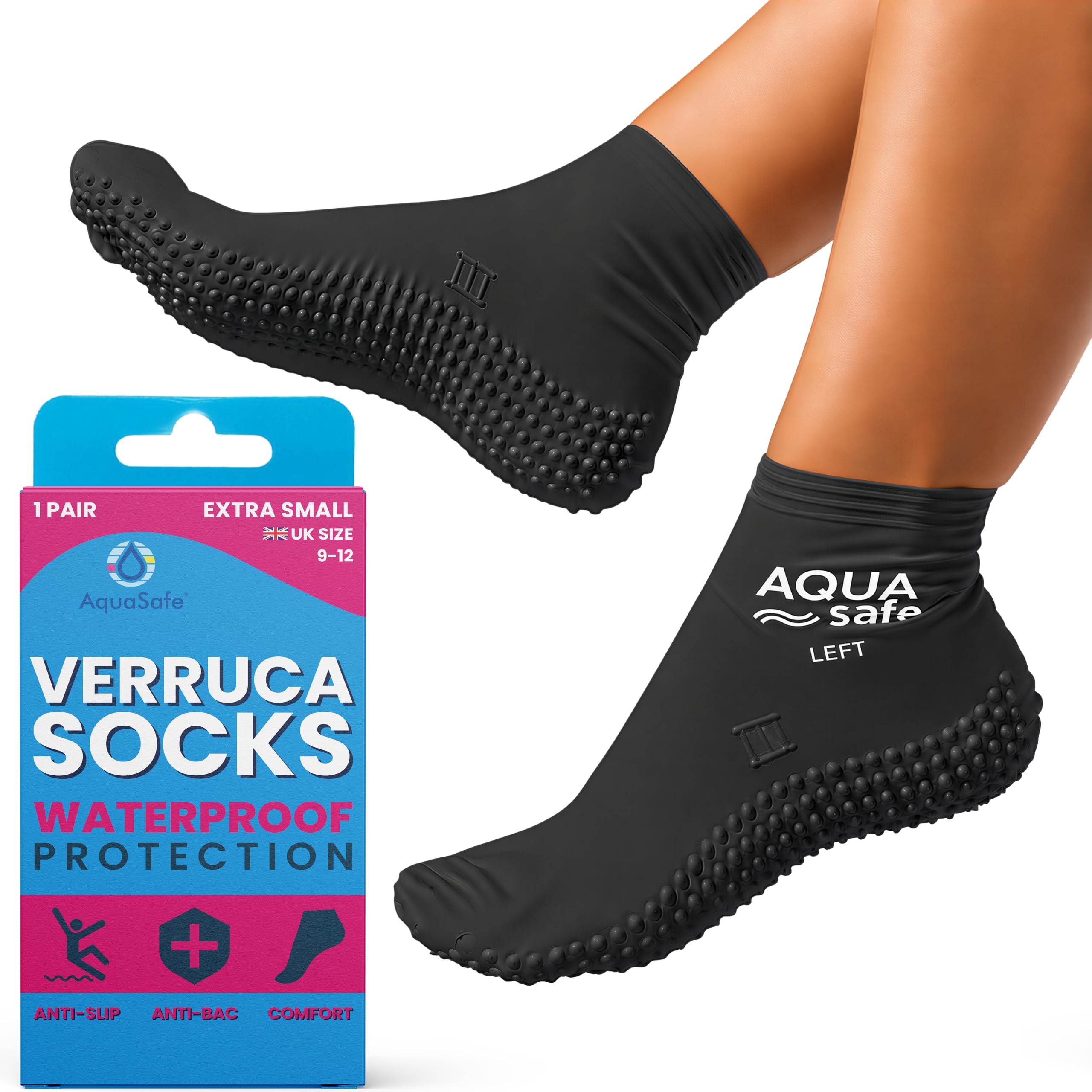 Aquasafe Guardsocks Verruca Sock Kids and Adults - 100% Latex Swimming Pool Swim Socks for Kids and Adults - Non-Slip Waterproof Swimming Shoes for Verruca Protection at Pools — image 1
