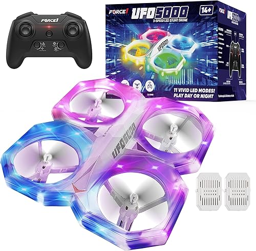 Miniatura 2 de Force1 UFO 5000 Mini dron y Force1 Velocity Fast RC Boat- UFO 5000 Mini Drone para niños con control remoto LED Drone Flying Toy Bundle con Velocity