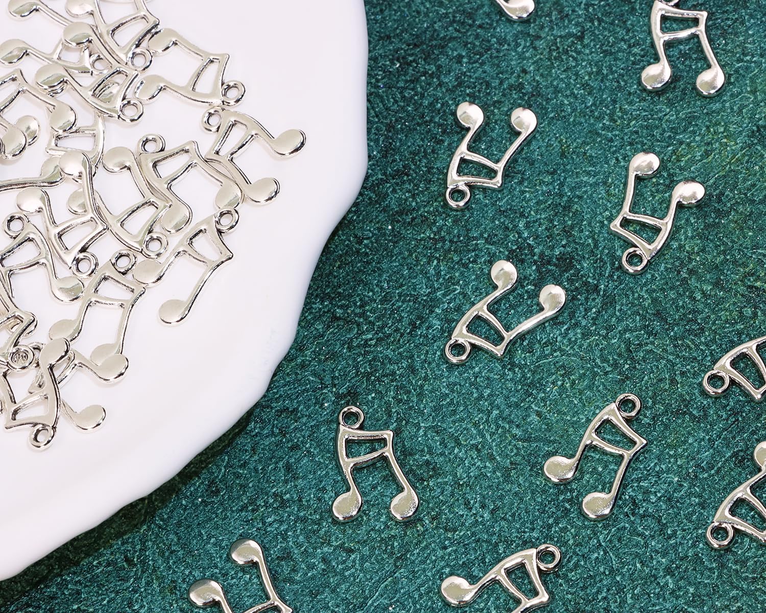 Metal Musical Symbol Note Charms Music Theme Instrument Pendant for Bracelet Earring Necklace Keychain Jewelry Making Cards Scrapbook Gift Christmas Ornaments, 17x11mm,50PCS (Antique Silver)