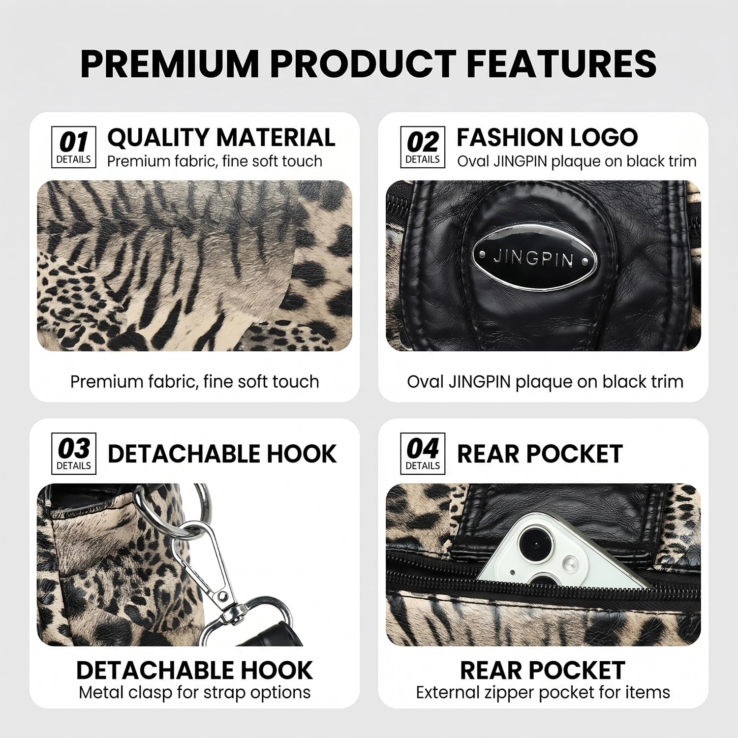 Damen Tasche Damenhandtasche Handtasche Hobo Schultertasche Shopper aus PU-Leder Damentasche Umhängetasche Taschen Leopardenmuster Henkeltasche für Frauen Mutter