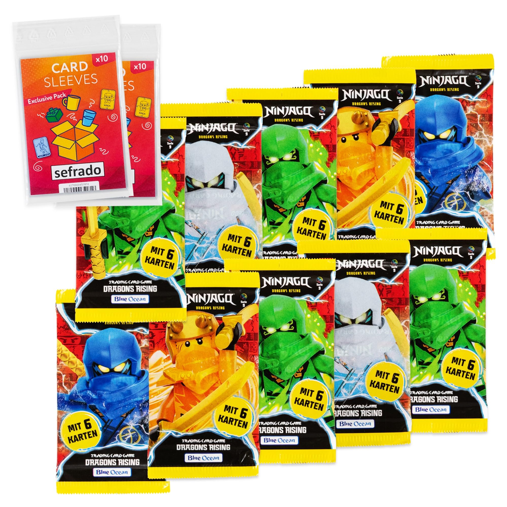 Bundle Exclusive Custodie compatibili con Lego Ninjago 10 Booster Serie 9 Dragons Rising Trading Card Game 2024