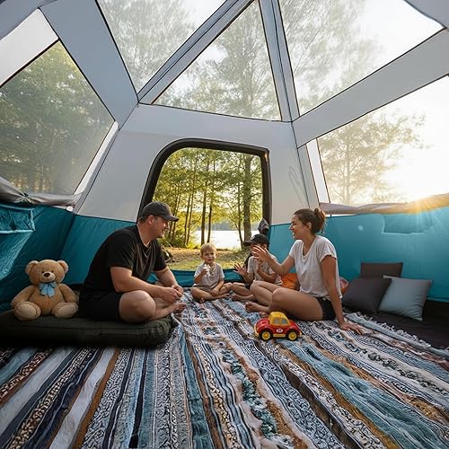 Miniatura 2 de Camping Tents 46 Person Pop Up Instant Tent - Setup in 60s for Family Camping, Windproof Design, Family Cabin Tent with Rainfly & Backpack Carry Bag