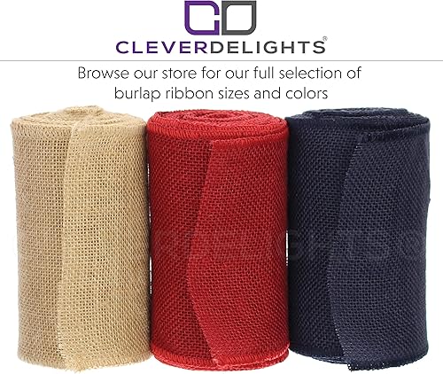 Miniatura 4 de CleverDelights Cinta de arpillera roja de 6 pulgadas, bordes con alambre, 10 yardas, tela de arpillera de yute