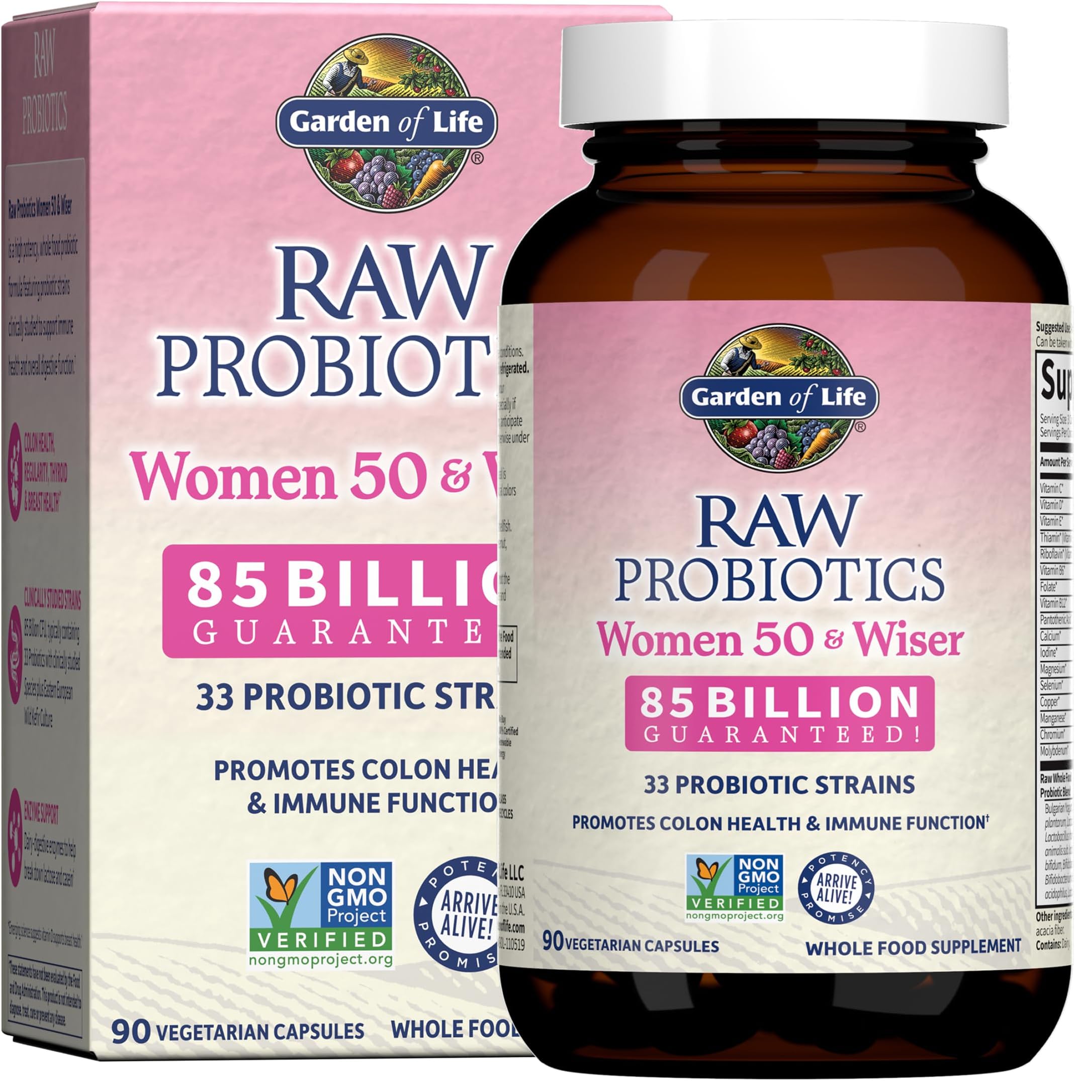 Raw Probiotics Women 50 and Wiser, 90 Capsules