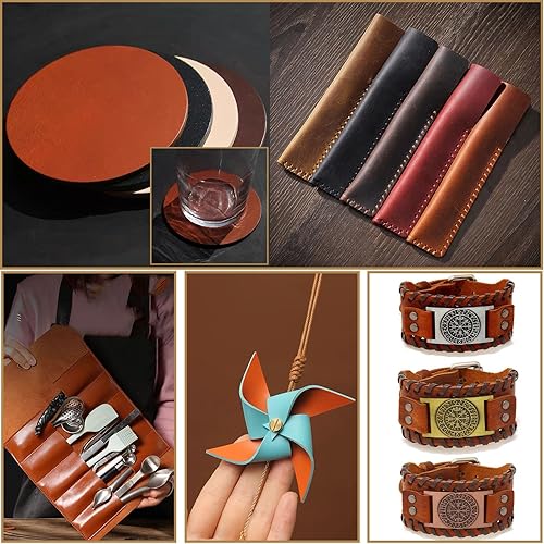 Miniatura 6 de Picheng Cuadrado de cuero para herramientas 13.78 "x 26" Hojas de herramientas de cuero sintético liso Hojas de cuero de 0.079 in de grosor para