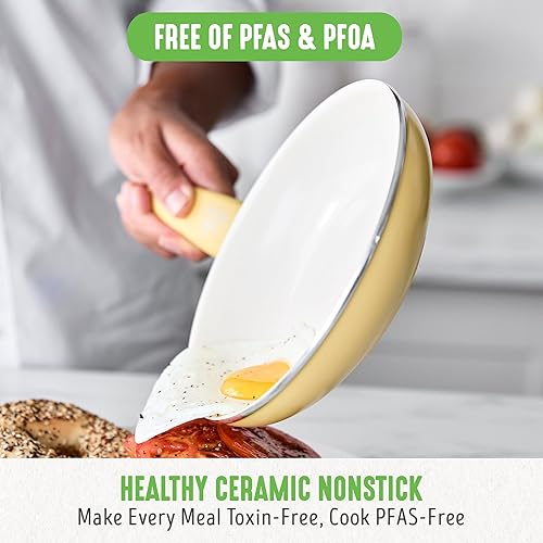 Miniatura 2 de GreenLife Soft Grip - Juego de utensilios de cocina antiadherentes de cerámica saludable de 18 piezas, ollas y sartenes para salsa, sin PFAS con