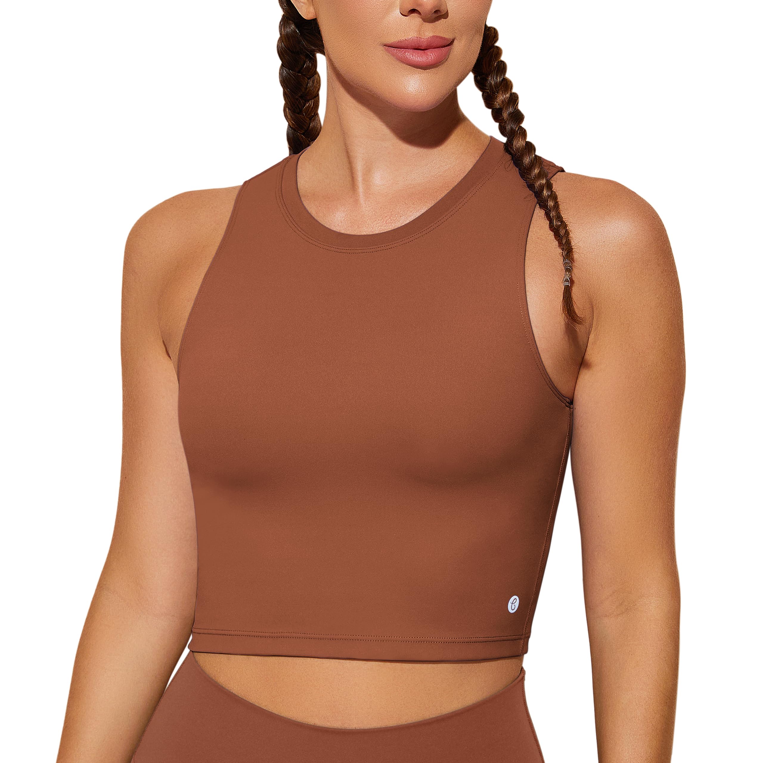 Nudi Sports Bras for Women Removable Padded Yoga Tank Tops Sleeveless Fitness Workout Crop Tops