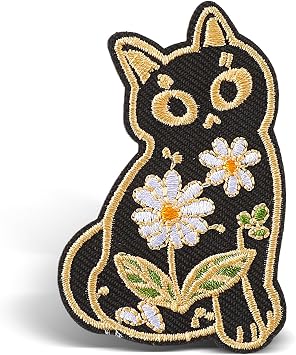 COMNICO Embroidered Patches, Cartoon Cute Cat Iron On Patch Embroidered Badge Appliques Repair Patch DIY Clothes Accessories for Backpacks Jackets JeansCat