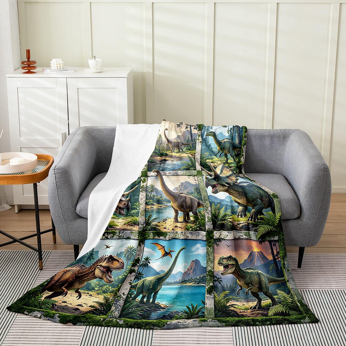 Loussiesd Pluszowy koc z dinozaurem Queen 228 x 228 cm
