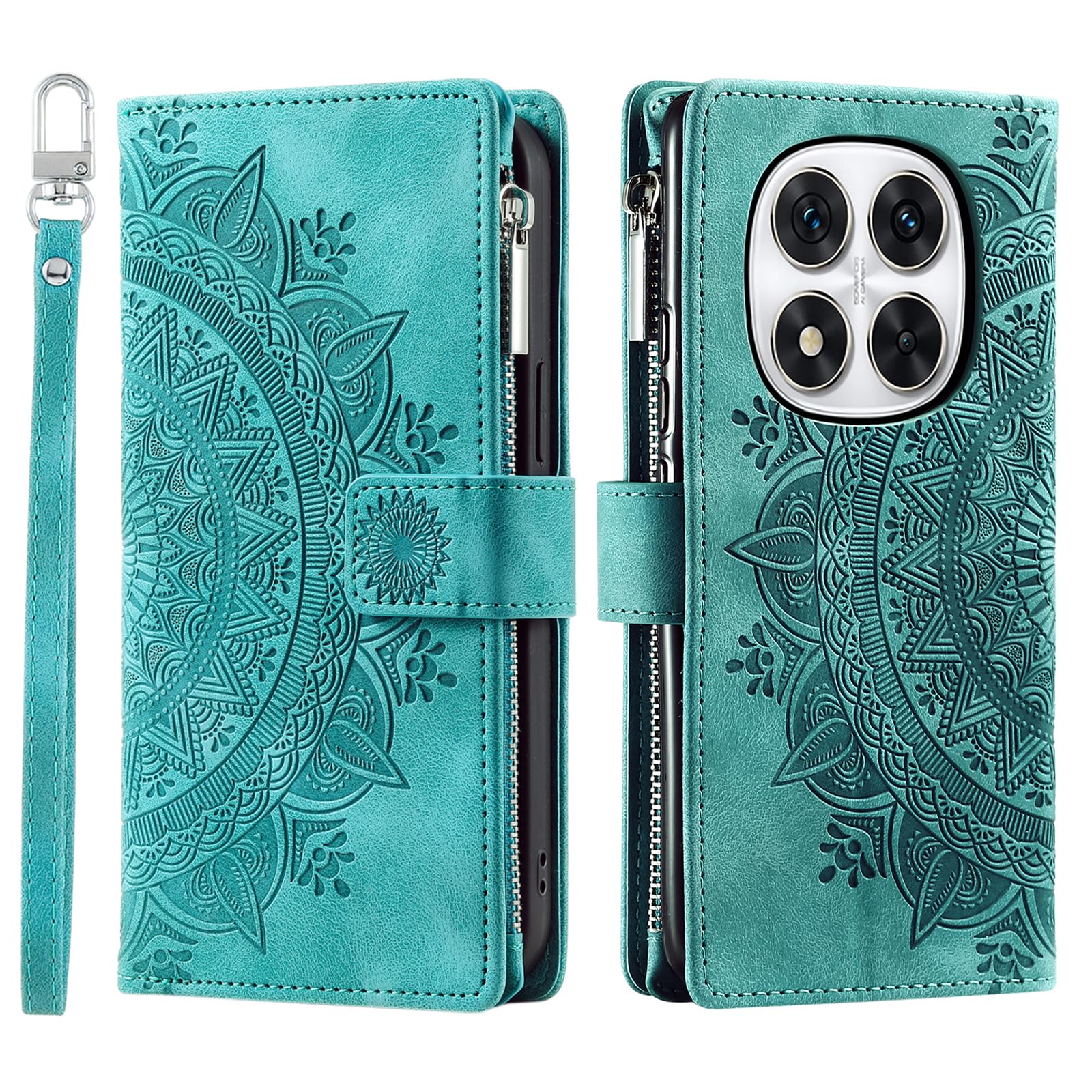 Étui de protection à rabat Xiaomi Redmi Note 14 Pro 4G vert à fleurs - 8