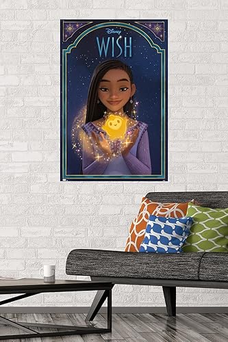 Miniatura 2 de Trends International Disney Wish - Póster de pared de Asha & Star, 22.37 x 34.00 pulgadas, paquete de póster y montaje prémium