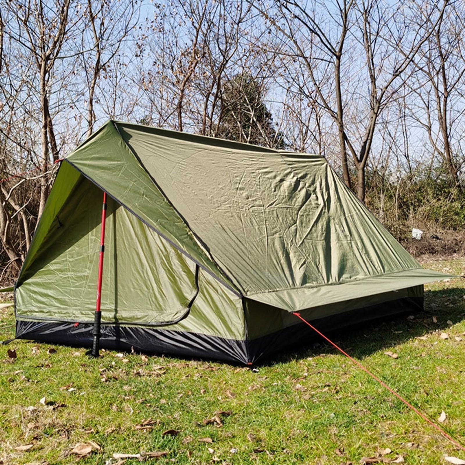 Namiot na plecak, bezRodless Hiking Shelter Cover, namiot kempingowy dla 2 osób, z odporną na warunki atmosferyczne materiałem, oddychający nylonowy namiot kempingowy, namiot outdoorowy o kompaktowym